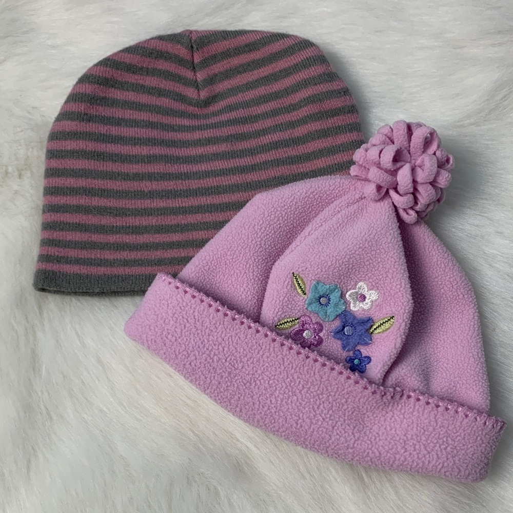 Gymboree Pink and Gray Kids Hats
